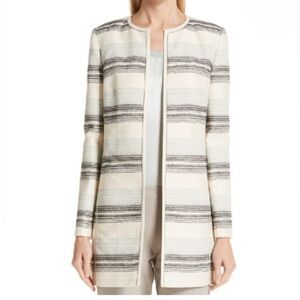 Lafayette 148 New York Pria Striped Open Front Jacket Women's Size 4